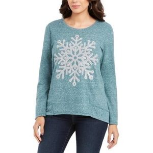 NWT Style & Co. Snowflake Graphic Sweatshirt Green